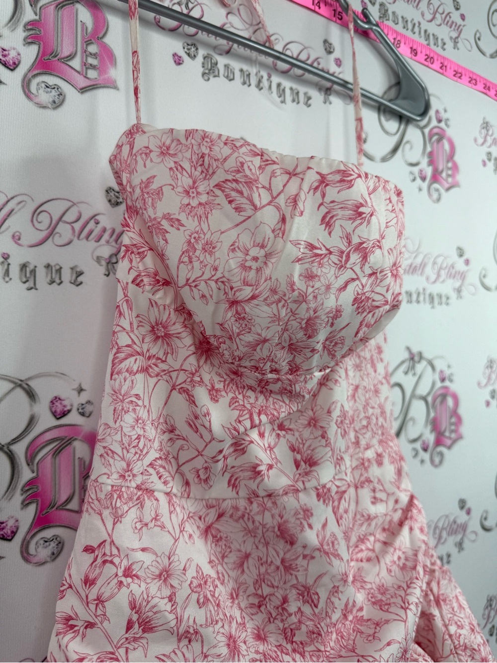 SHEIN dress ruffles frills flowers two tone Pink Floral Ruffled Mini Dress - Picture 7 of 12